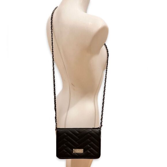 Bebe Black Chevron Quilted Crossbody Bag - Picture 2 of 4